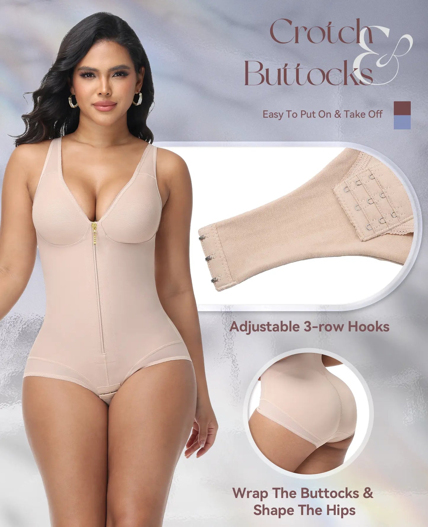 SHAPSHE Waist Shapewear for Women with Hook & Zipper – Butt Lifting Bodysuit, Seamless Body Shaper for Slimming & Comfort