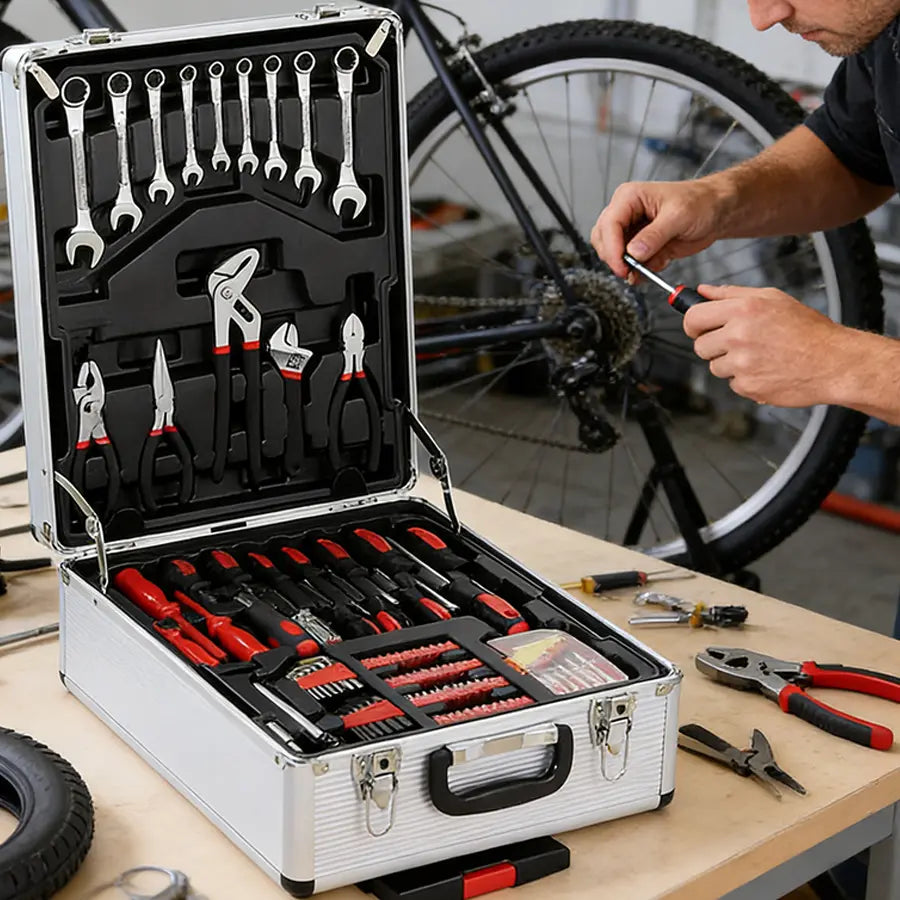 Bourvill 899-Piece Tool Set – Rolling Metal Tool Box with 4-Tier Storage, High-Capacity Aluminum Case & Complete Hand Tool Kit for Auto Repair, Home Maintenance & DIY