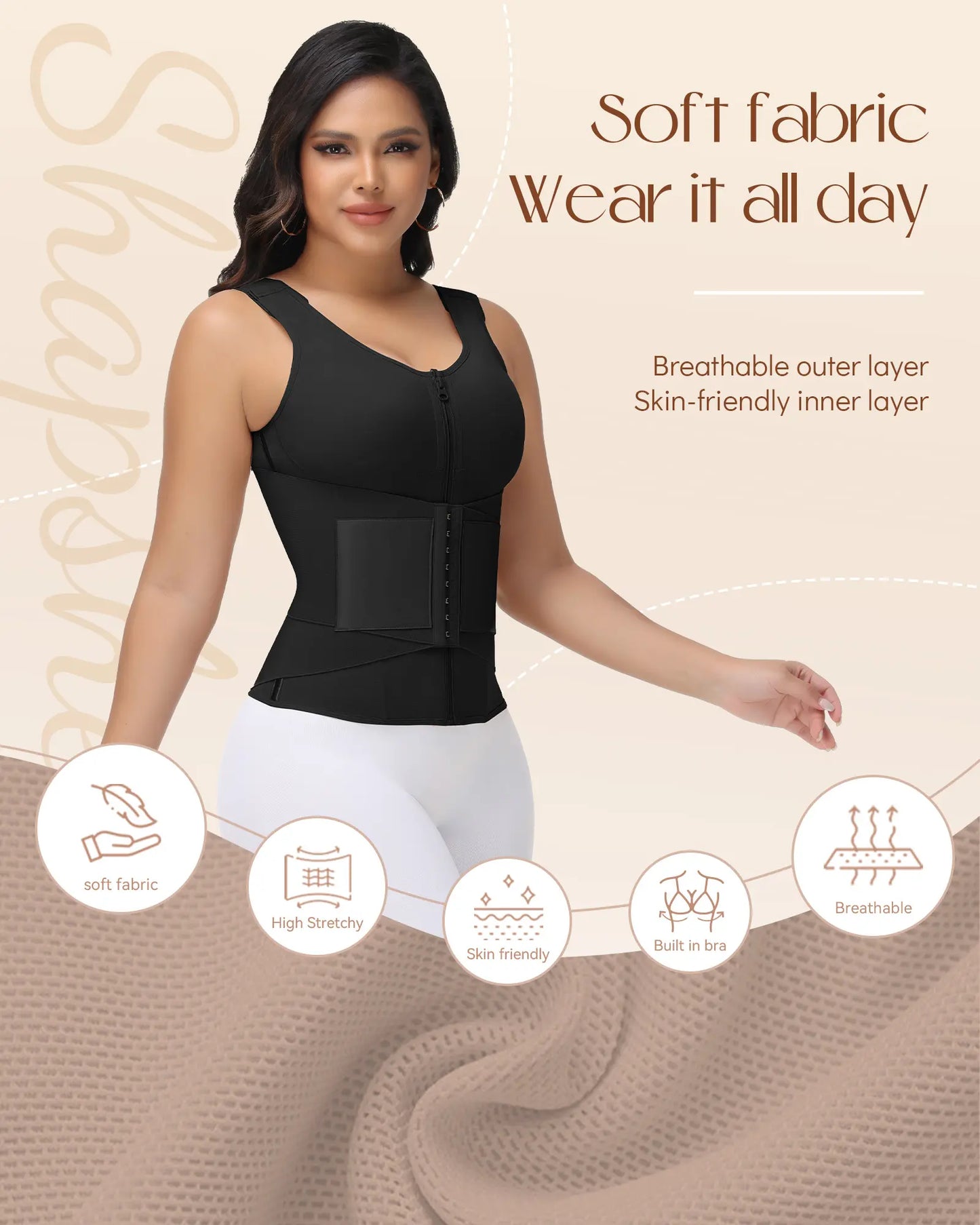 SHAPSHE Waist Shapewear for Women – Corset Shapewear with Built-in Bra, Tummy Control Body Shaper for Slimming & Support
