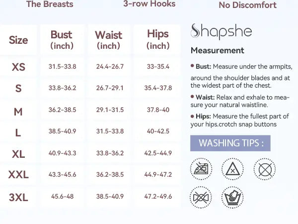 SHAPSHE Waist Shapewear for Women with Hook & Zipper – Butt Lifting Bodysuit, Seamless Body Shaper for Slimming & Comfort