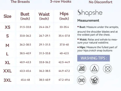 SHAPSHE Waist Shapewear for Women with Hook & Zipper – Butt Lifting Bodysuit, Seamless Body Shaper for Slimming & Comfort