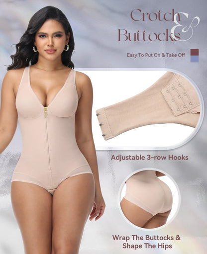 SHAPSHE Waist Shapewear for Women with Hook & Zipper – Butt Lifting Bodysuit, Seamless Body Shaper for Slimming & Comfort