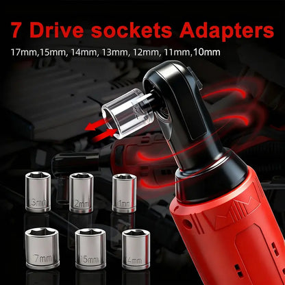 3/8" Cordless Electric Ratchet Wrench – 45Nm High-Torque Power Tool with Compact Right-Angle Design for Auto Repair, Bolt Removal & DIY Projects