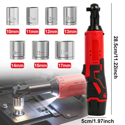 3/8" Cordless Electric Ratchet Wrench – 45Nm High-Torque Power Tool with Compact Right-Angle Design for Auto Repair, Bolt Removal & DIY Projects