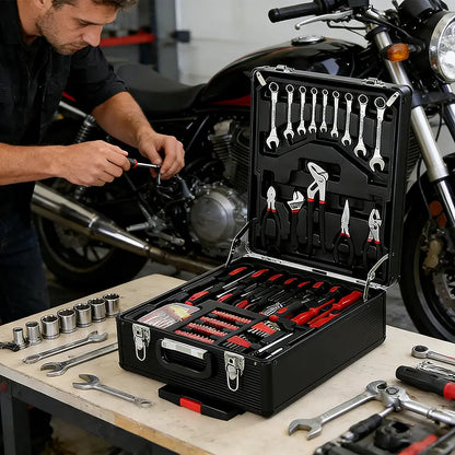Bourvill 899-Piece Tool Set – Rolling Metal Tool Box with 4-Tier Storage, High-Capacity Aluminum Case & Complete Hand Tool Kit for Auto Repair, Home Maintenance & DIY
