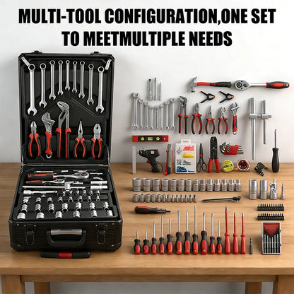 Bourvill 899-Piece Tool Set – Rolling Metal Tool Box with 4-Tier Storage, High-Capacity Aluminum Case & Complete Hand Tool Kit for Auto Repair, Home Maintenance & DIY